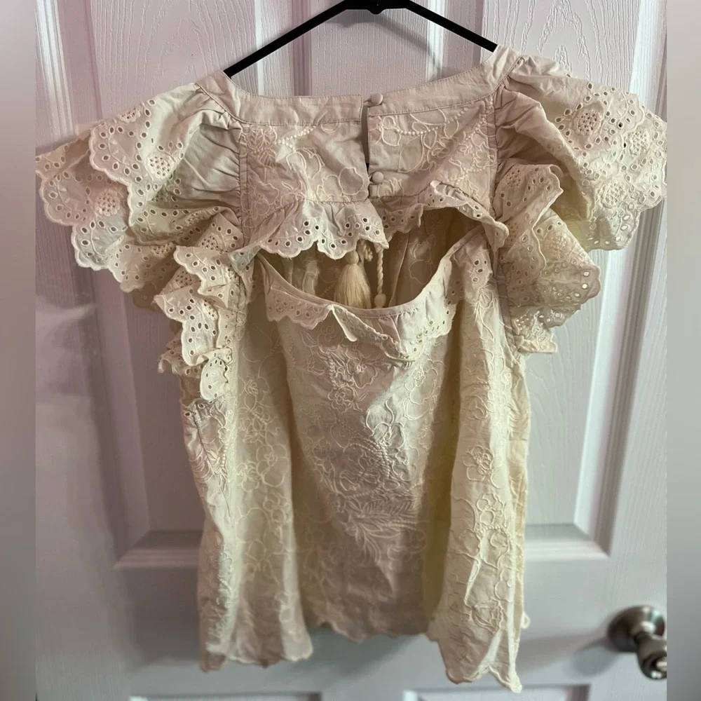 AE 77 Premium Cotton Boho Short Sleeve Blouse size M - Picture 7 of 10